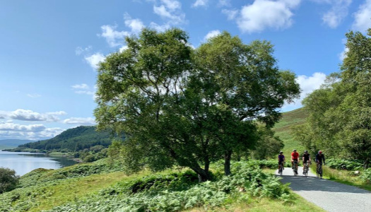 Cyclists on Loch Naver